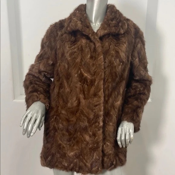 Vintage Bullock’s 50’s-60’s Fur Brown Coat with Pockets Lightweight - Picture 1 of 12